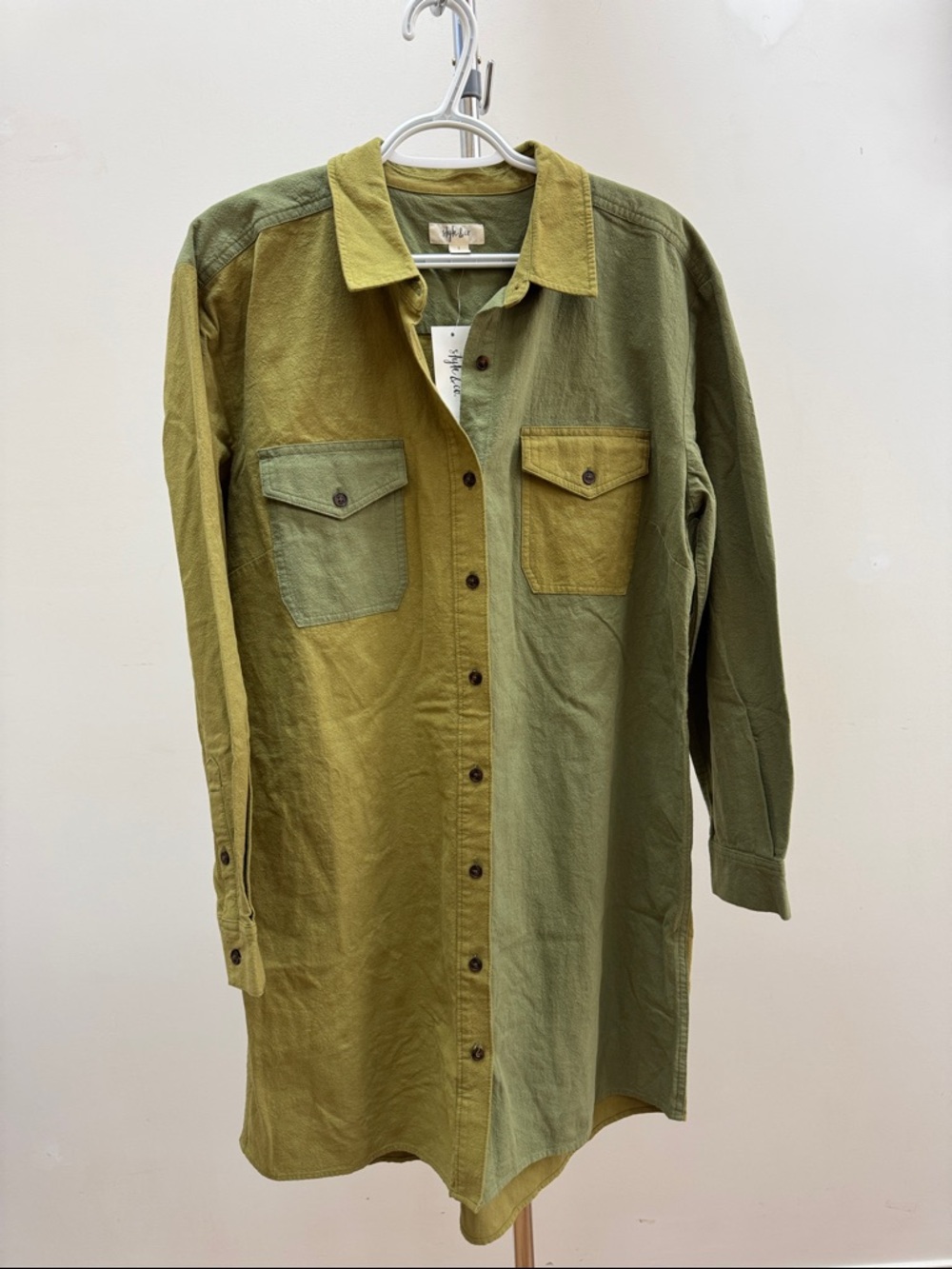 Style&Co Utility Color Block Button Up Dress L
